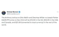 Tweet regarding DAZN PPV price for Day of Reckoning